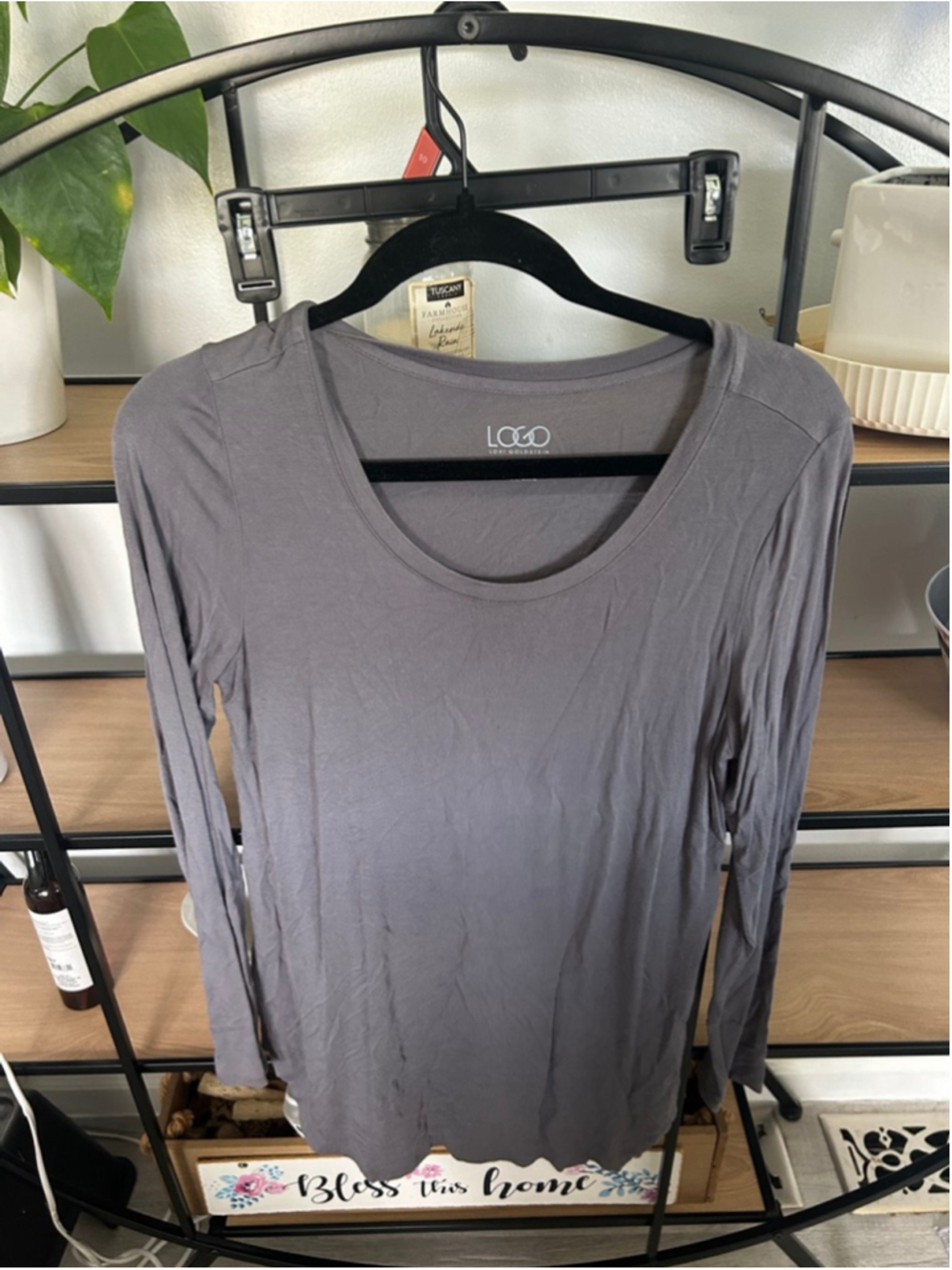 Women's LOGO Lori Goldstein Long Sleeve Tee S Gray